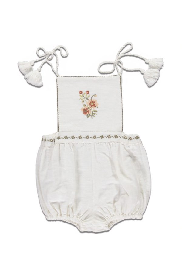 barboteuse folk milk avec broderie fleurs