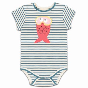 Body Poisson Corail Rayures Bleues