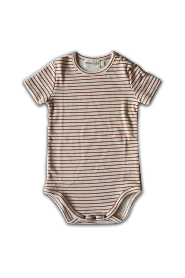 body bébé rayures cannelle