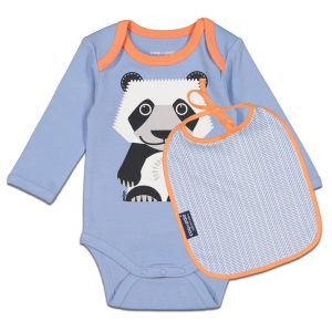 Kit Body Bavoir Panda Bleu